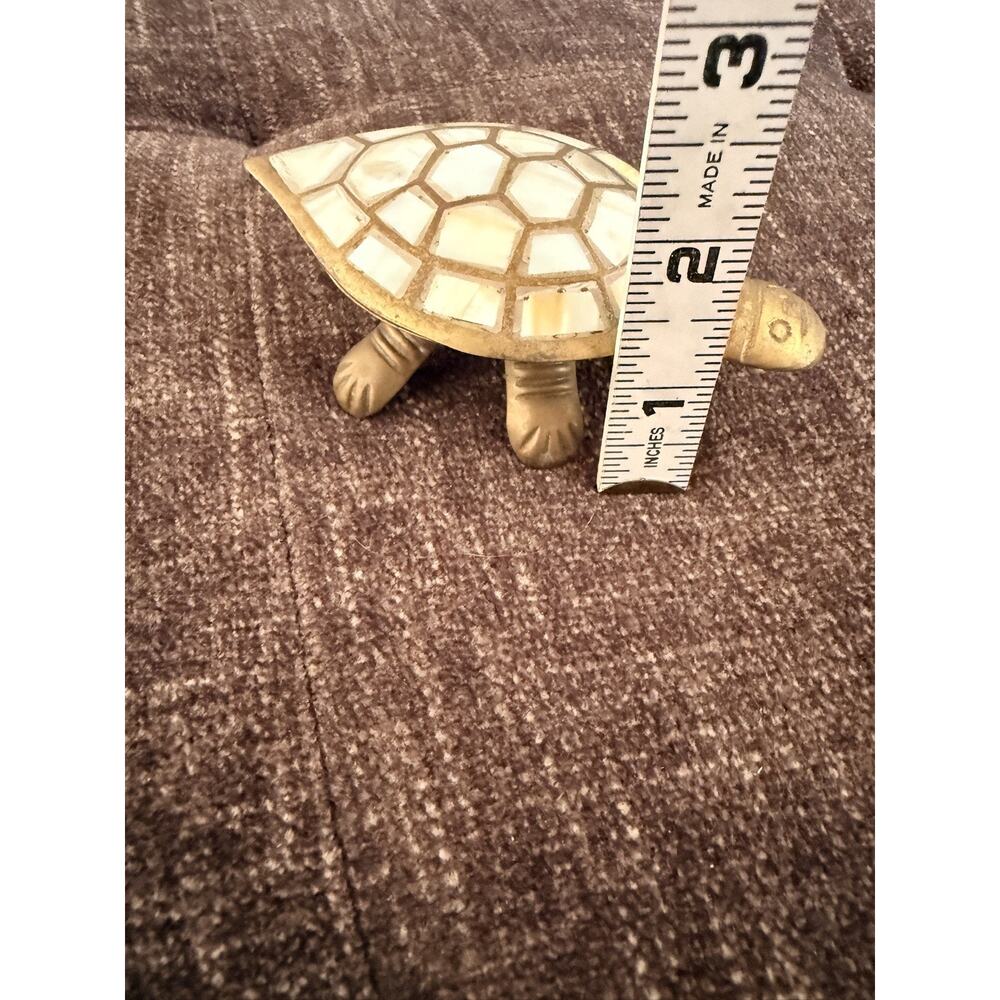 Vintage Brass Turtle Abalone/Mother of Pearl Ashtray or Trinket Box - Picture 7 of 8